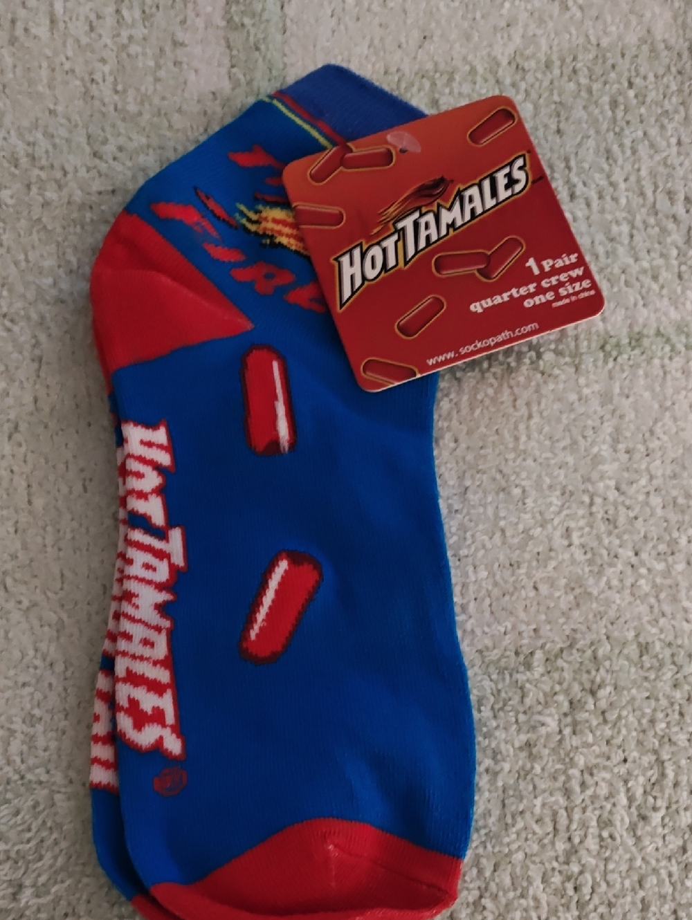 Novelty Blue & Red Quarter Crew Socks